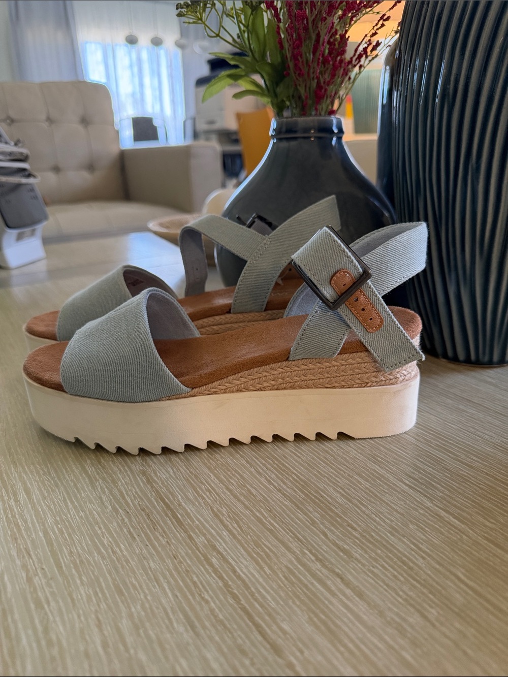 NWT Toms Diana Women’s Light Blue Platform Espadrille Sandals